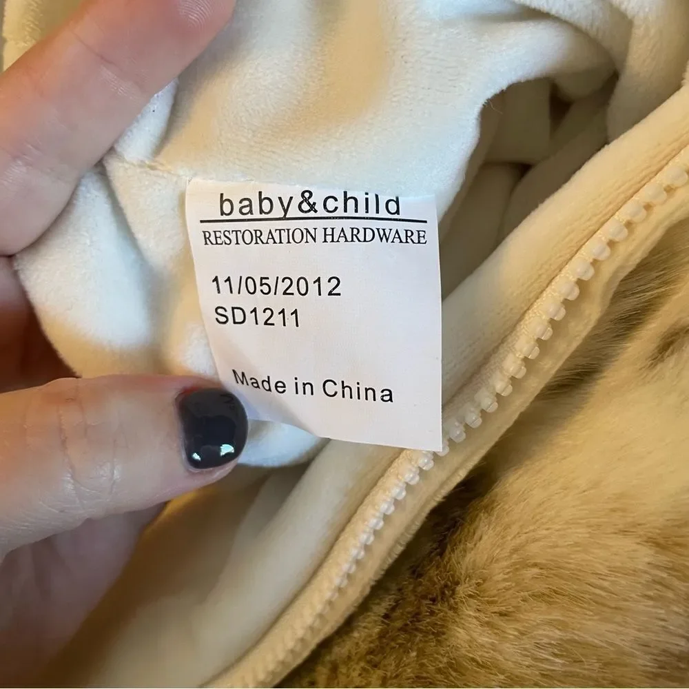 Restoration Hardware Baby and Child Fur Bunting 12m
